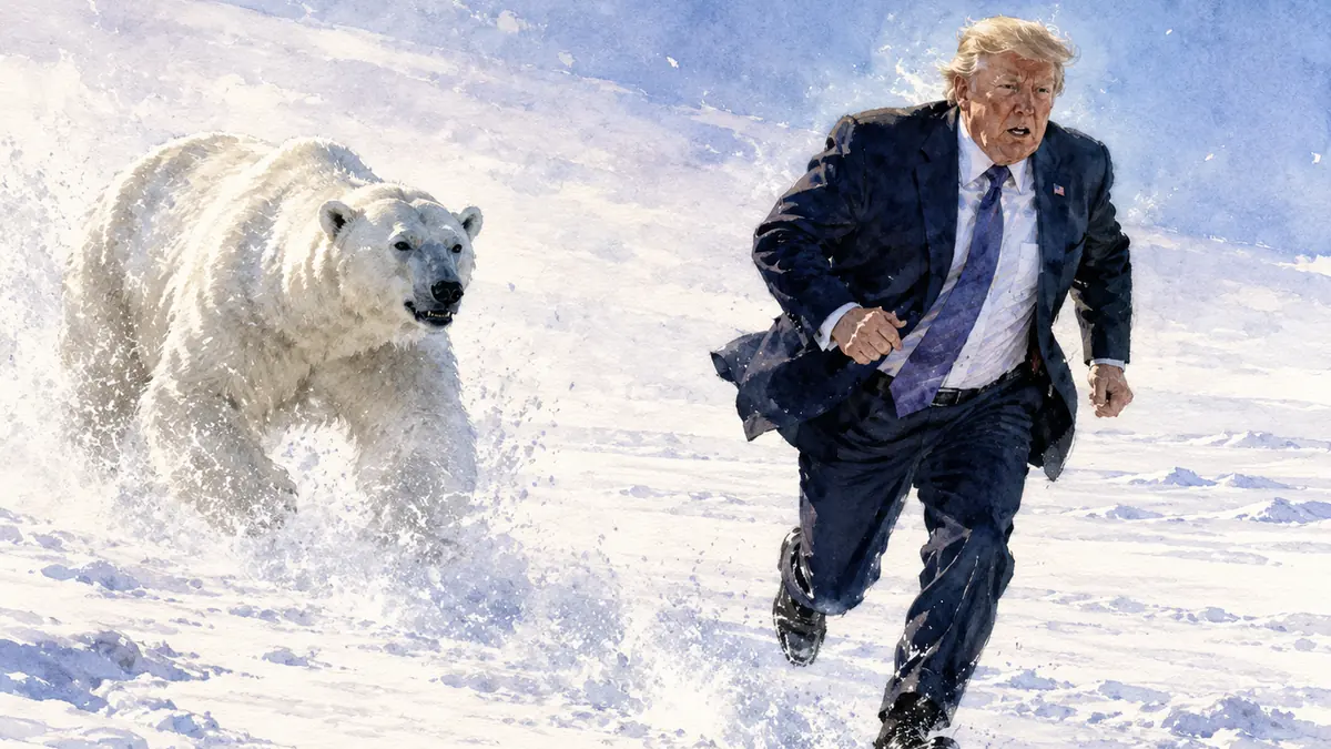 AI-generated image of Donald Trump astride a bear, evoking an imperial presidency