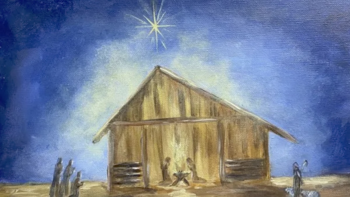 AI-generated image of the Nativity scene at the manger